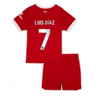 Stroje piłkarskie Liverpool Luis Diaz #7 Koszulka Podstawowej dla dzieci 2023-24 Krótki Rękaw (+ szorty)